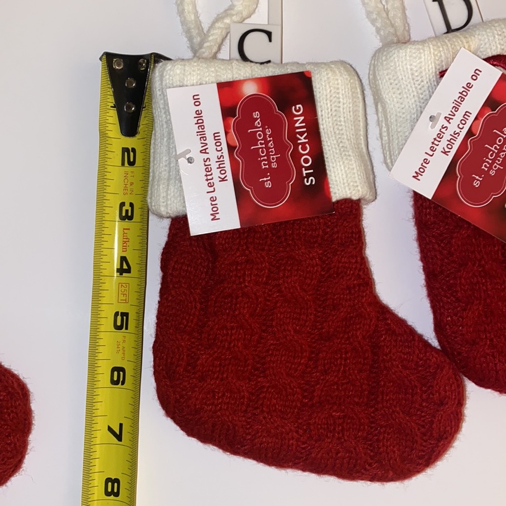 St. Nicholas Square (Kohl’s) cream & deep red knitted “Mini” Stockings C • B • D - Picture 11 of 16